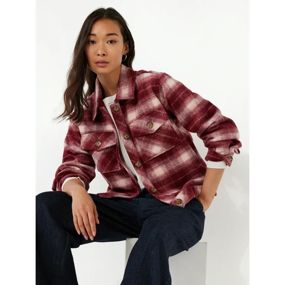 Time and Tru Plaid Button Down Shacket, Size XXL - Picture 1 of 8